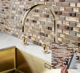 GoldenAura Pro Selbstklebende 3D-Goldmosaik-Wandfliesen aus Premium-PET – Wasserfeste Luxus-Rückwand für Küche, Bad & Wohnräume | Elegante Peel & Stick Designfliesen in Goldoptik