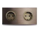 SmartConnect Wandsteckdose Aluminium Braun – Schuko Steckdose mit USB & LAN | Unterputz Anschlussdose | Modernes Design