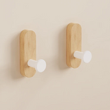 Walnora Holz Wandhaken Set – Selbstklebende Kleiderhaken aus Walnussholz | Bohrenfrei | Skandinavisches Design