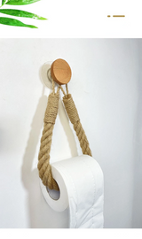 RopeStyle Handtuch- und Toilettenpapierhalter – Bohrfreie Wandhalterung im natürlichen Boho-Design