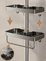 FlexiBad Wandregal Ohne Bohren – Duschablage Aluminium Doppel | Shampoo Halter & Handtuchstange | Bad Organizer