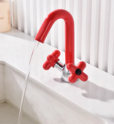 Rubino Chrom Waschtischarmatur mit Dreh-Auslauf – Zweigriffarmatur aus Messing | Präzise Temperaturregelung | Elegantes Farbdesign