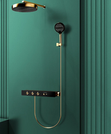 GoldRain Unterputz Duschsystem mit Thermostat – Regendusche in Goldoptik | Konstante Temperatur | Luxus Badlösung