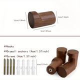 Natura Nussbaum Wandhaken Set – Handgefertigte Holzhaken für Kleidung & Accessoires | Rutschfest | Zeitloses Design