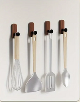 Walnora Holz Wandhaken Set – Selbstklebende Kleiderhaken aus Walnussholz | Bohrenfrei | Skandinavisches Design