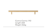 LineaGrip T-Stangengriff aus Messing – Extra Langer Möbelgriff für Schränke & Schubladen | Modernes Design | Ergonomischer Komfort