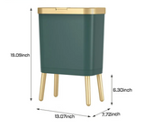 Luxora Slim Design-Mülleimer mit Deckel – schlanker Abfalleimer für Bad, Schlafzimmer und Küche | geruchsdicht, haustiersicher & modern mit goldenen Akzenten