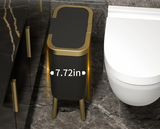 Luxora Slim Design-Mülleimer mit Deckel – schlanker Abfalleimer für Bad, Schlafzimmer und Küche | geruchsdicht, haustiersicher & modern mit goldenen Akzenten