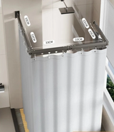 AquaFold Komfort Duschvorhang Set – Faltbares Magnetsystem mit Teleskopstange | Wasserdicht | Ohne Bohren Montage