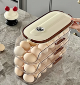 EiVorrat Rollregal für Eier – Mehrstufiger Eierhalter mit Automatischer Nachrollfunktion | Stapelbarer Kühlschrank-Organizer | Platzsparende Eieraufbewahrung