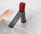 STEELORA Waschtischarmatur Gunmetal – Einhebelmischer aus Messing | Eckiges Design | Modernes Badezimmer-Statement