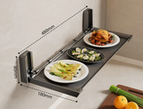 Foldix Küchen-Wandregal klappbar – Gewürzhalter mit Hakenleiste | Ohne Bohren | Platzsparende 3-in-1 Lösung