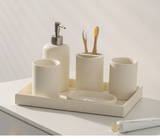 NATURIA Wabi-Sabi Badezimmer-Set – Naturstein Accessoires | Minimalistisches Spa Design für Bad & Hotel