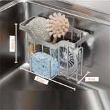SinkFlow Pro Edelstahl-Spülenorganizer ohne Bohren – Multifunktionaler Küchenhalter für Schwämme, Bürsten & Seifenspender | Rostfreier Spülbecken-Organizer für mehr Ordnung an der Spüle