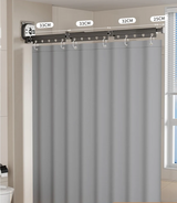 AquaFold Komfort Duschvorhang Set – Faltbares Magnetsystem mit Teleskopstange | Wasserdicht | Ohne Bohren Montage