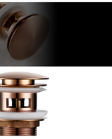 RoséFlow Premium Waschbecken Ablaufventil Roségold Messing Pop-Up Abfluss – Luxuriöses Ablaufventil mit Korrosionsschutz | Modernes Push-Down System für Badezimmer & Hotelwaschtische | Hochwertige Sanitärlösung aus Massivmessing