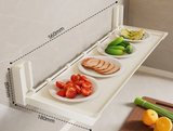 Foldix Küchen-Wandregal klappbar – Gewürzhalter mit Hakenleiste | Ohne Bohren | Platzsparende 3-in-1 Lösung