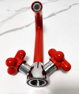 Rubino Chrom Waschtischarmatur mit Dreh-Auslauf – Zweigriffarmatur aus Messing | Präzise Temperaturregelung | Elegantes Farbdesign