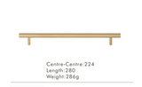 LineaGrip T-Stangengriff aus Messing – Extra Langer Möbelgriff für Schränke & Schubladen | Modernes Design | Ergonomischer Komfort