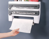 KüchenPro Wandorganizer 4-in-1 – Rollenhalter mit Folienschneider & Ablage | Selbstklebend | Platzsparende Küchenlösung
