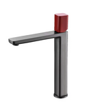 STEELORA Waschtischarmatur Gunmetal – Einhebelmischer aus Messing | Eckiges Design | Modernes Badezimmer-Statement