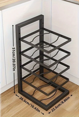FlexiRack Max Edelstahl-Topf- & Pfannen-Organizer mit Flex-System – Verstellbares Küchenregal für Töpfe, Pfannen & Deckel | Mehrstufiger Schrank-Organizer aus Karbonstahl | Platzsparende Premium Küchenaufbewahrung