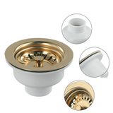 LumiDrain Premium Ablaufstopfen Gold – Edelstahl Spülbeckensieb Ø114 mm | Anti-Verstopfung | Passend für 83–90 mm Ablauf