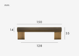 LINEORA T-Bar Möbelgriff Antik Messing – 128 mm | Massives Messing | Linearer Designgriff für Schrank & Schublade