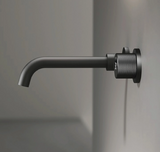 NOIRVANTA LED Wand-Waschbeckenarmatur – Schwarze Messing Mischbatterie 2-Loch | Temperaturanzeige | Modernes Design