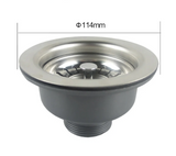 FlowGuard Komplett-Ablaufgarnitur Edelstahl – Pop-Up Spülbeckenabfluss 110/114 mm | Geruchsstopp | Mit Siphon & Sieb