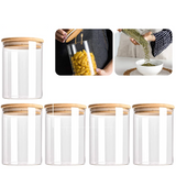 NaturGlas Küchenbehälter Set – Vorratsgläser mit Holzdeckel | Luftdichtes Aufbewahrungssystem | Modernes Küchendesign
