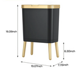 Luxora Slim Design-Mülleimer mit Deckel – schlanker Abfalleimer für Bad, Schlafzimmer und Küche | geruchsdicht, haustiersicher & modern mit goldenen Akzenten