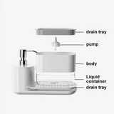 CleanDock Pro 5-in-1 Küchen-Organizer mit Doppel-Seifenspender – Schwammhalter, Tuchablage & Abtropfschale