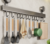 CulinaRail Küchenhakenleiste – Wandregal ohne Bohren für Kochutensilien | Aluminium | Platzsparende Küchenorganisation