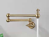Designer Wand Wasserhahn Küche Goldoptik – Kaltwasserarmatur | Schwenkbarer Hahn | Platzsparend & Elegant