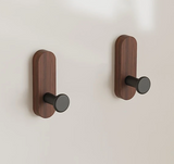 Walnora Holz Wandhaken Set – Selbstklebende Kleiderhaken aus Walnussholz | Bohrenfrei | Skandinavisches Design