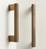 LINEORA T-Bar Möbelgriff Antik Messing – 128 mm | Massives Messing | Linearer Designgriff für Schrank & Schublade