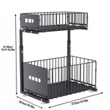 Unterspülen Regal Ausziehbar 2 Stufen – Küchenschrank Organizer | Gewürzkorb | Platzsparendes Stahlregal