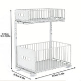 Unterspülen Regal Ausziehbar 2 Stufen – Küchenschrank Organizer | Gewürzkorb | Platzsparendes Stahlregal