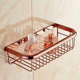 ROSELVIA Duschablage 300 mm Roségold – Wandkorb aus Messing | Badregal Stabil | Elegante Aufbewahrung