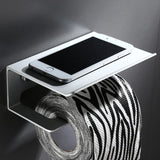 Rolluxe Premium WC-Rollenhalter Aluminium mit Ablagefläche Wandmontage – Multifunktionaler Toilettenpapierhalter mit Handyablage | Modernes Bad-Accessoire für Badezimmer & Gäste-WC | Stabil, rostfrei & platzsparend