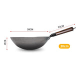 IronFlame Pro Reineisen-Wok handgeschmiedet mit Holzgriff für Gasherde | authentische Wokpfanne ohne Beschichtung | langlebiger Profi-Eisenwok für gesundes Kochen