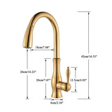 LuxeVario Goldene Küchenarmatur – Eleganter Einhebelmischer mit flexibler Ausziehbrause und 360° Schwenkfunktion
