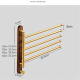 NordicGold WoodFold Handtuchhalter Wand – Holz & gebürstetes Gold | Klappbar | Kompakt & modern