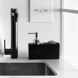CleanDock Küchen Seifenspender Set – Spülmittelspender mit Schwammhalter | Ordnungssystem | Platzsparende Spüllösung