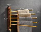 NordicGold WoodFold Handtuchhalter Wand – Holz & gebürstetes Gold | Klappbar | Kompakt & modern