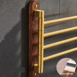 NordicGold WoodFold Handtuchhalter Wand – Holz & gebürstetes Gold | Klappbar | Kompakt & modern