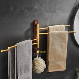 NordicGold WoodFold Handtuchhalter Wand – Holz & gebürstetes Gold | Klappbar | Kompakt & modern