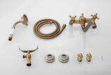 BronzaLine Klassische Duscharmatur Wandmontage Messing Antik Bronze mit Handbrause – Retro Mischbatterie für Badezimmer | Verlängerter Auslauf & Keramikventil | Hochwertige Luxus Badarmatur