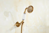 BronzaLine Klassische Duscharmatur Wandmontage Messing Antik Bronze mit Handbrause – Retro Mischbatterie für Badezimmer | Verlängerter Auslauf & Keramikventil | Hochwertige Luxus Badarmatur